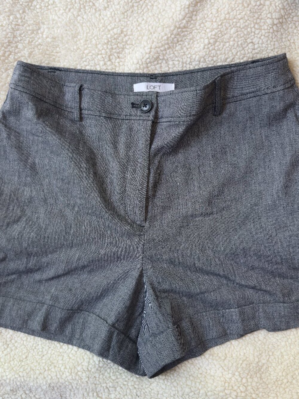 LOFT NWT Gray Cuffed Shorts High Rise Twill Summer Workwear Sz 10